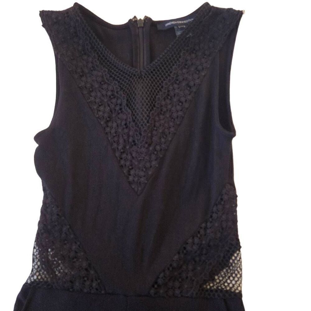 French Connection Womens Lace Trim V-Neck Sleeveless Jumpsuit Black Size 0